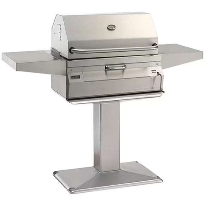 Fire Magic Legacy 24-Inch Smoker Charcoal Grill On Patio Post - 22-SC01C-P6