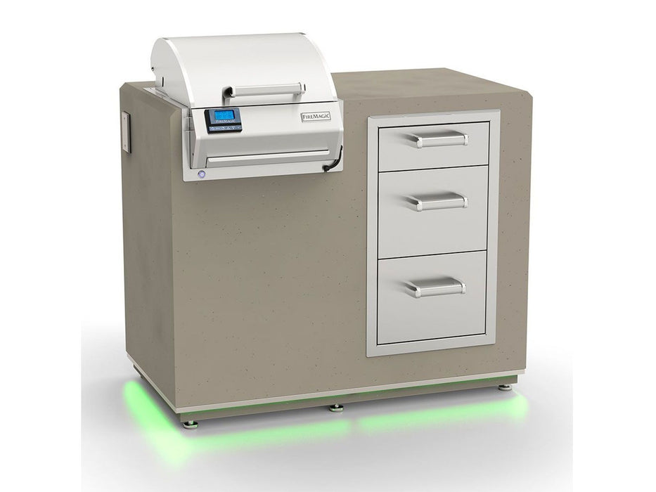 Fire Magic 4-Foot Fully-Assembled Kitchen BBQ Island with 16-Inch E251i 110v Electric Grill and Triple Drawer