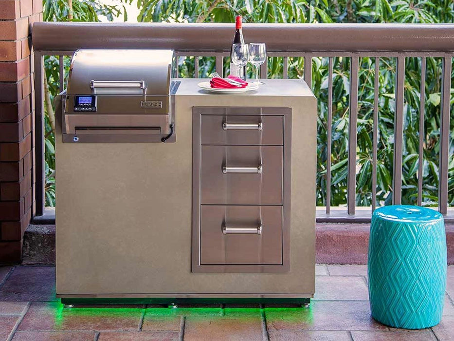 Fire Magic 4-Foot Fully-Assembled Kitchen BBQ Island with 16-Inch E251i 110v Electric Grill and Triple Drawer